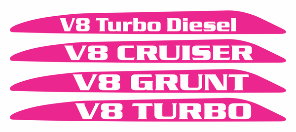 V8 Landcruiser 70 Series Bonnet Scoop Stickers 2007-2016 (Pair)