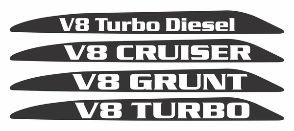 V8 Landcruiser 70 Series Bonnet Scoop Stickers 2007-2016 (Pair)