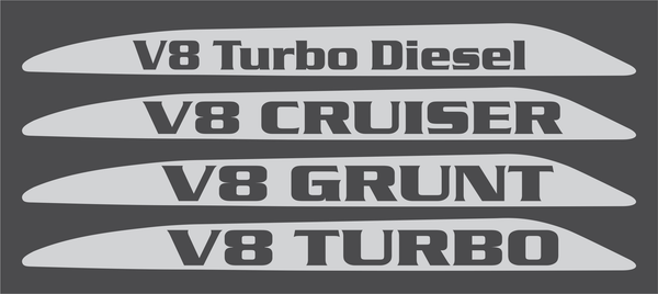 V8 Landcruiser 70 Series Bonnet Scoop Stickers 2007-2016 (Pair)