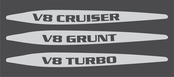 V8 Landcruiser 70 Series Bonnet Scoop Stickers 2016 to 2023 (Pair)