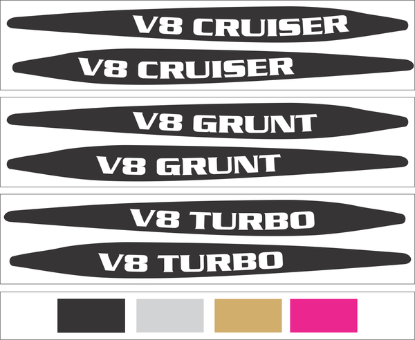 V8 Landcruiser 70 Series Bonnet Scoop Stickers 2016 to 2023 (Pair)
