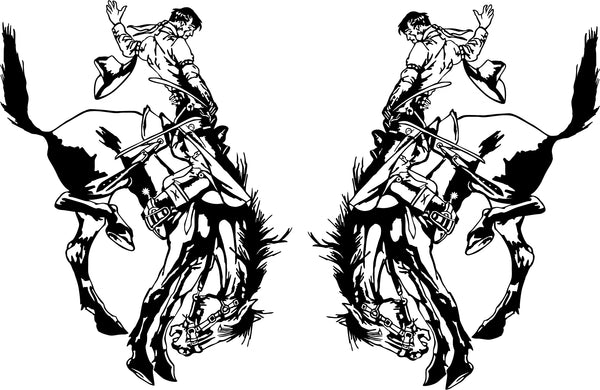 Rodeo Bronc Rider Sticker (Pair)