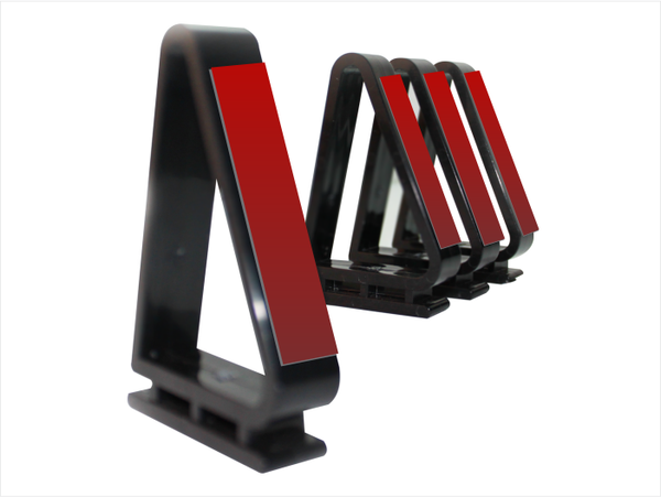 Set of four self-adhesive bug deflector brackets, available in smoke, red, blue or clear.