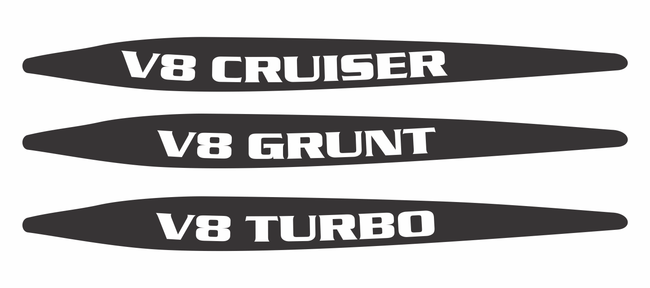 V8 Landcruiser 70 Series Bonnet Scoop Stickers  2016 to 2023 (Pair)