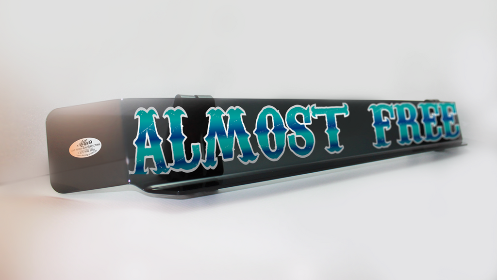 'Almost Free' Bug Deflector Name Sticker – Allens Tint & Signs