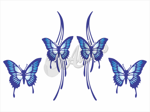 Butterfly with Wave Scroll Sticker (Set)