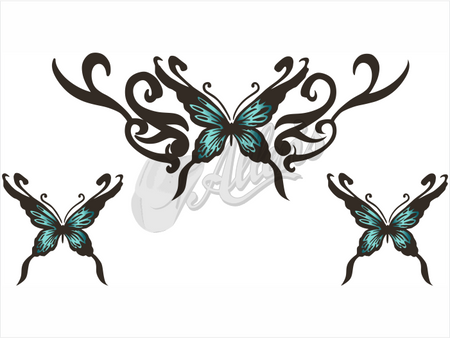 Butterfly with Wave Scroll Sticker (Set)