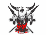 Skull, Crossbones & Flames Sticker (Pair)