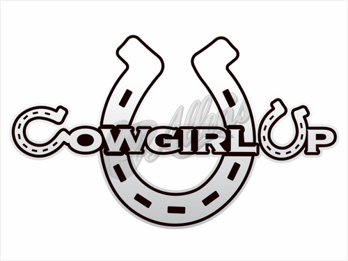 Cowgirl Up Horse Shoe Sticker (Pair)